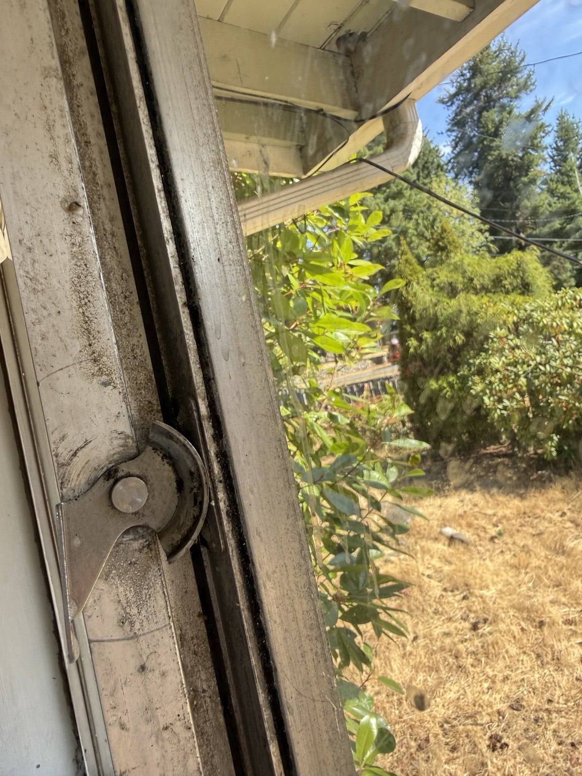 Window frames before cleaning