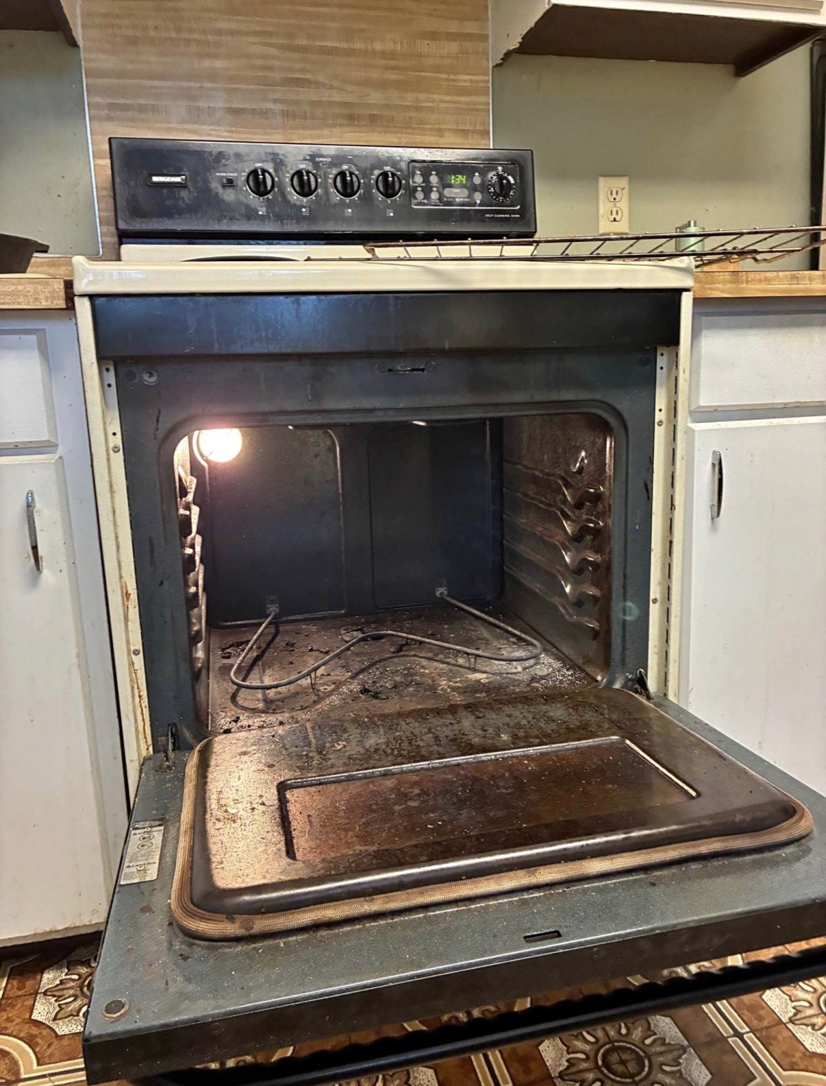 Inside the oven before cleaning