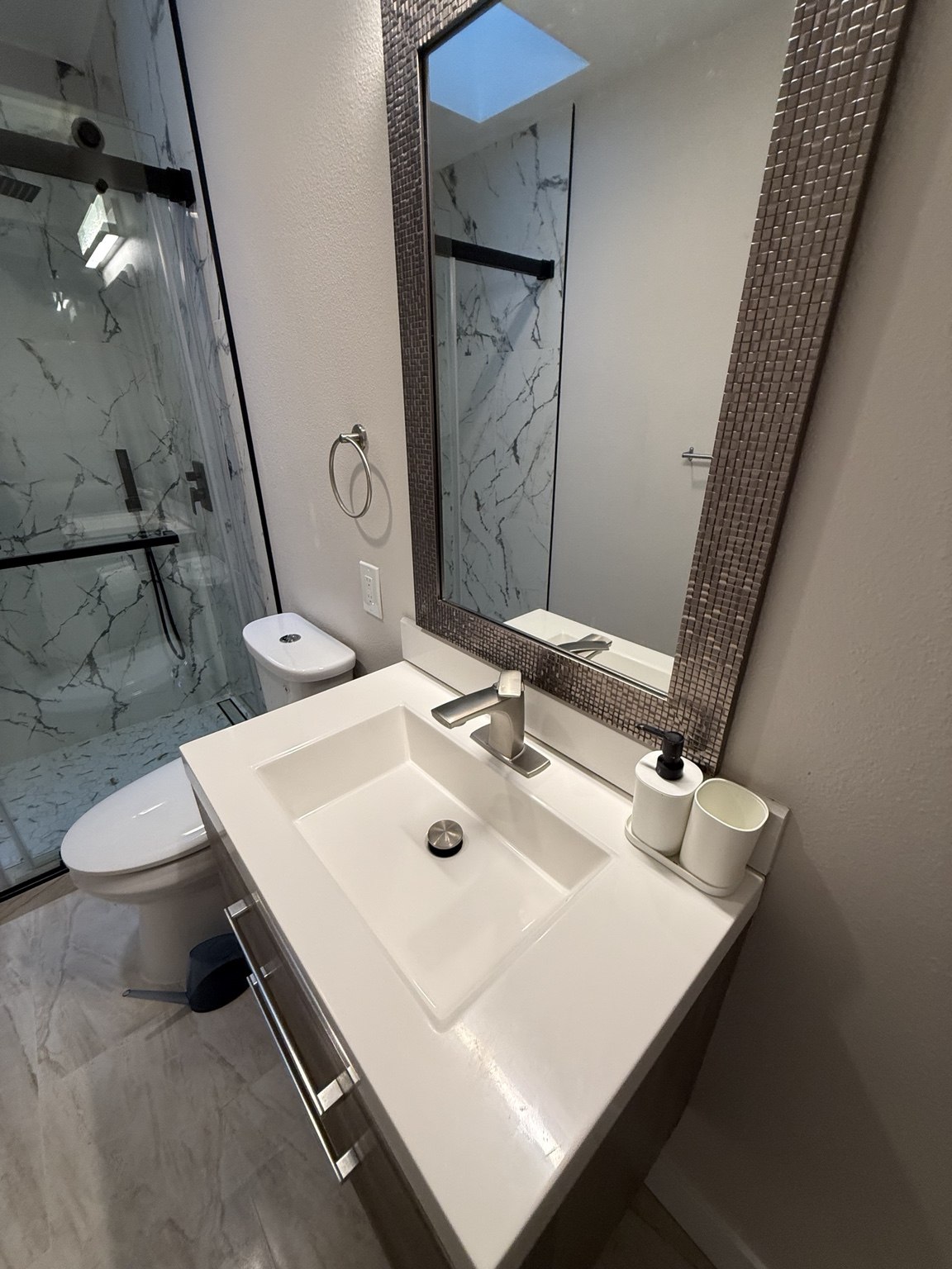 Bathroom sink & vanity after cleaning by WoW and Shine